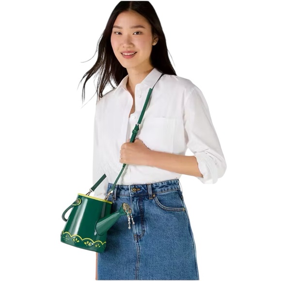 ♠️kate spade Harvest Time Watering Can Patent Fabric Crossbody, Green Multi NWT - Picture 16 of 16